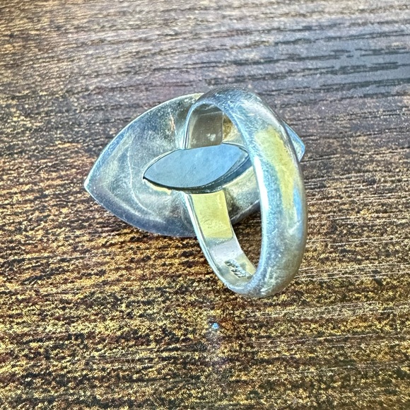 Artisan Crafted Sterling Silver Rainbow Moonstone Swirl Design Ring Size 8 - Picture 9 of 11